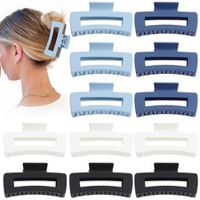 Hair Clip 4.1 Inch Large Square Claws 12 PCS For Thick Hair Blue Women Girls