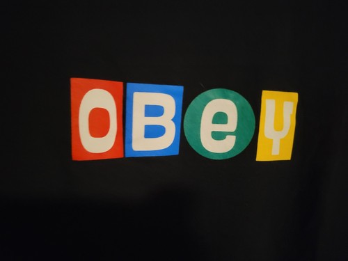 Obey T Shirt Mens Large Black Shirt Name Colorful Logo Streetwear Shepard Fairey - Picture 2 of 8