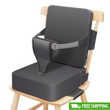 Toddler Booster Seat W/ Backrest Non-Slip Safety Straps Easy to Clean Cushion US