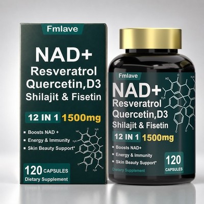 1500mg Liposomal NAD+ Supplement with Resveratrol, Stamina & Healthy Aging 120ct