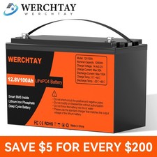 12V 100Ah LiFePO4 Lithium Battery BMS Deep Cycle for RV Marine Solar Off-grid