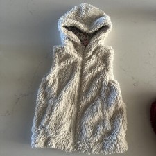 MINI BODEN Girls Size 7-8Y Off White Cream Sherpa Hooded Lined Vest