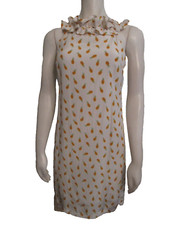 Larke By Anthropologie Harper Pineapple Ruffle Neckline Dress XXSP Petite $128