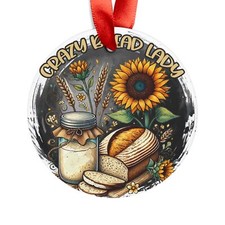 Crazy Bread Lady Acrylic Ornament, Rustic Kitchen Decor, Sunflower Gift