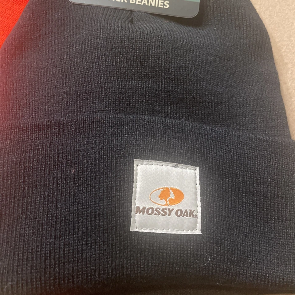 Mossy Oak 2 pack Knit Beanies Hats  black and orange - Image 2 of 4