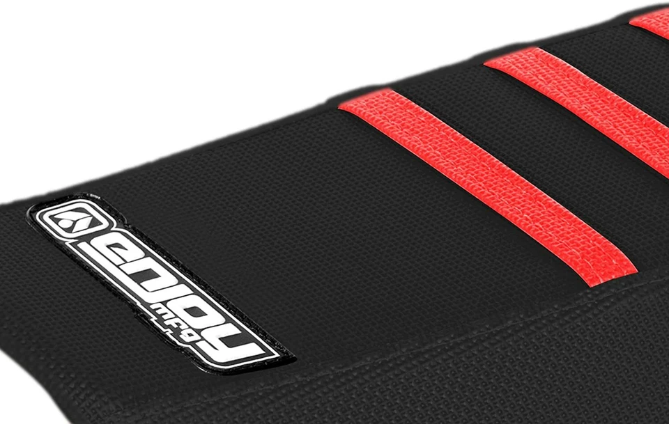 Funda de asiento Honda CRF 80 100 2004-2012 de Enjoy MFG todo negro con costillas rojas #138 Foto 2 de 3