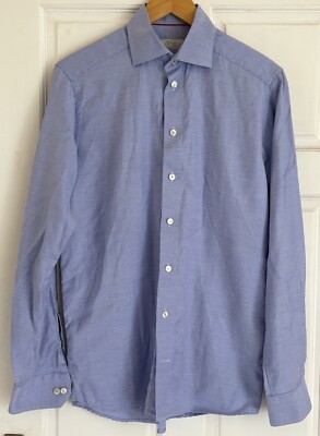ETON Contemporary Fit Hemd Herren 15/38 Blau Gingham Kariert Langarm Schweden