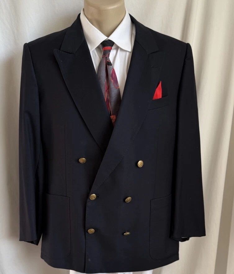 Giacca uomo Christian Dior doppiopetto blu navy vintage con 6 bottoni oro