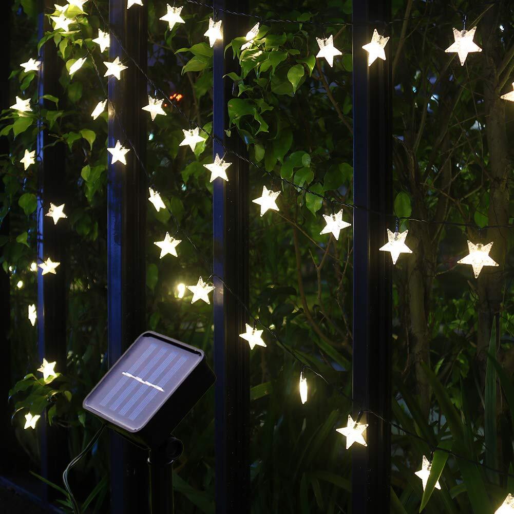 Christmas Decorations Outdoor Solar Star String Lights, 50LED 23ft Solar Powe...