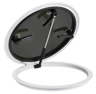 BOMAR Contour Dachluke Wohnmobil Ø 492mm o. 588mm Rauchglas Fenster rund weiß