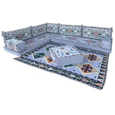 Arabic MAJLIS sofa set l Modular grey corner floor sofa l Bohemian floor cushion