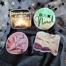 Book Lover Reader Sticker Pack 4 Book Themed Premium Vinyl Stickers Waterproof