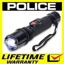 POLICE Stun Gun 305 700 BV Heavy Duty Rechargeable LED Flashlight + Holster