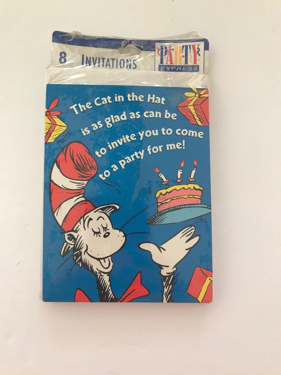 SEUSS CAT IN THE HAT INVITATIONS (8) Invites Cards Birthday