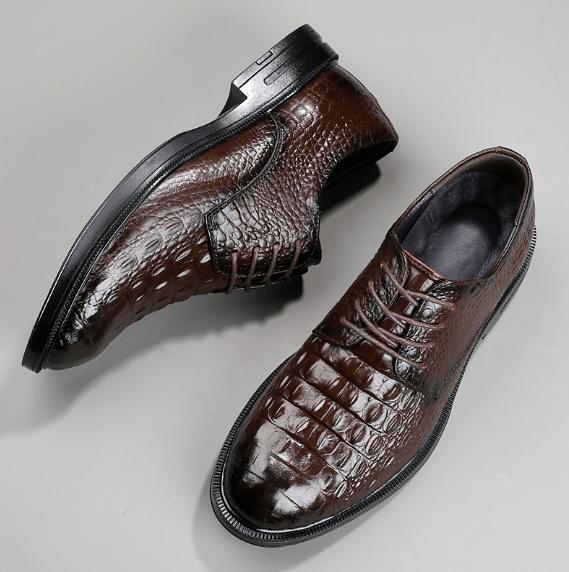 SAOLA Scarpe stringate uomo modello coccodrillo basse vera pelle business a punta