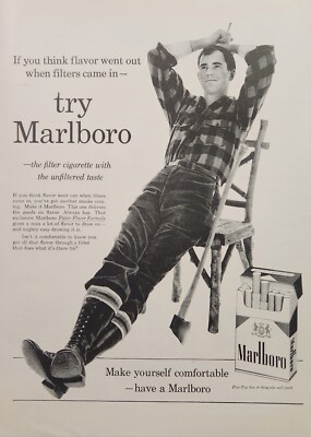 Marlboro Man Print Ad Vintage Ephemera Wall Art Decor Lumber Jack