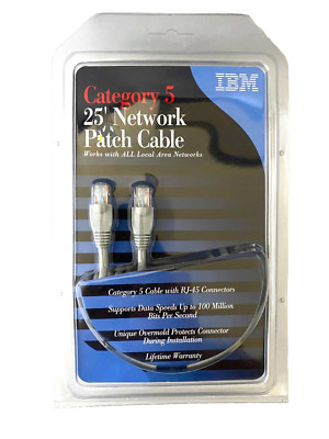 IBM Cat 5 25' Network Patch Cable with RJ-45 Connectors New Sealed
