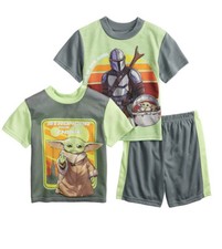 Boys STAR WARS THE MANDALORIAN Big Bounty Tees  Shorts Pajama Sets Size 8 NWT