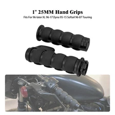 25mm Black Handlebar 1" Hand Grips W/ Wide Rest Pad Fit For Harley Softail Dyna