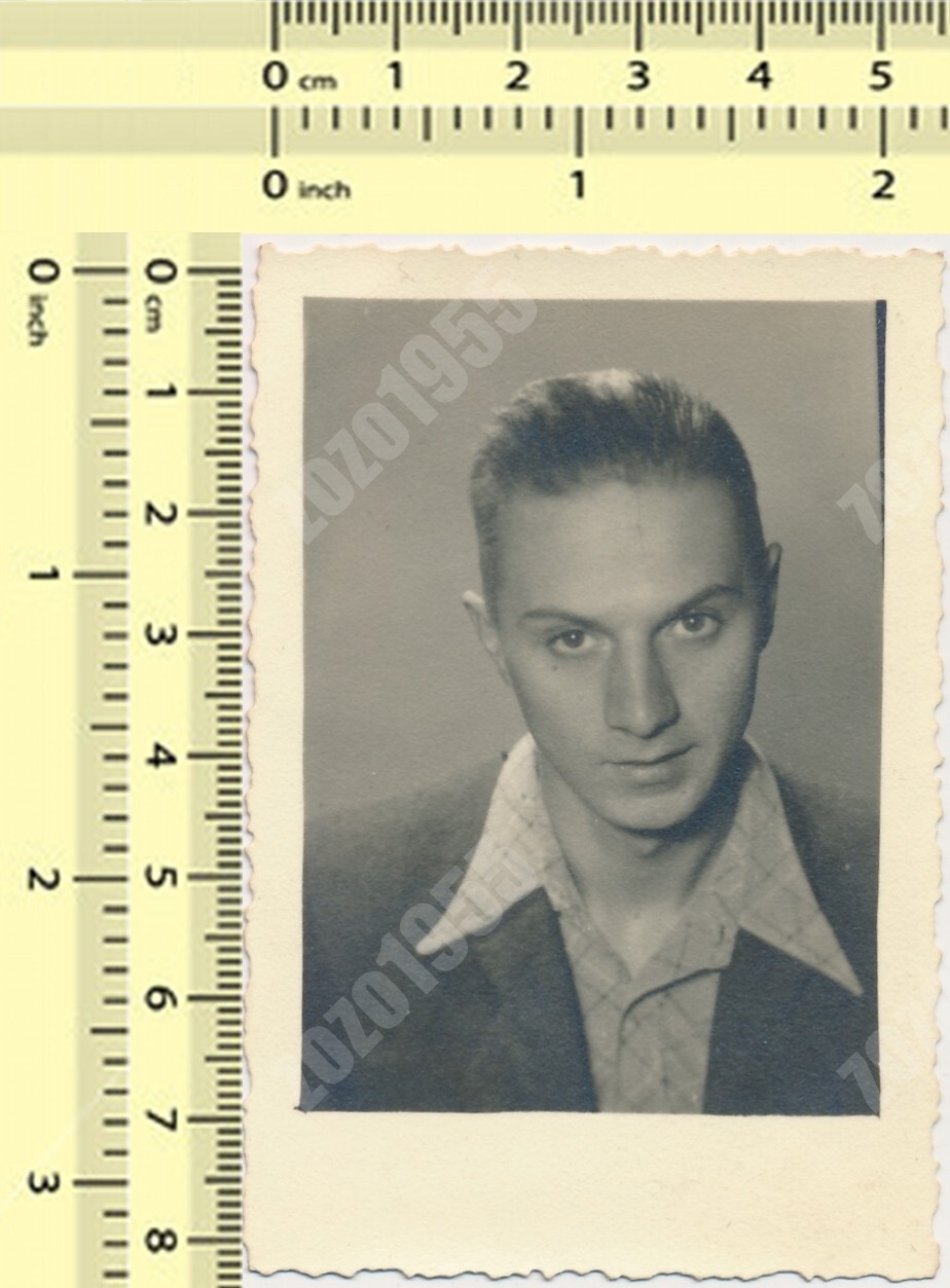 Handsome Guy Slick Hair Man Elegant Portrait 1943 original vintage old photo