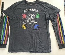 Harry Potter Hogwarts Long Sleeve Black T-Shirt Wizarding World - Layered Medium