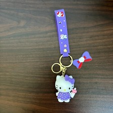 Hello Kitty Keychains Car Key Ring Bow Wristlet Keychain Unbranded Purple New