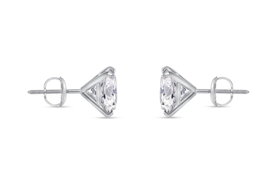 5 Ct G/VS Princess Cut Lab Created Grown Diamond Earrings 14K White Gold Martini - Image 3 of 4