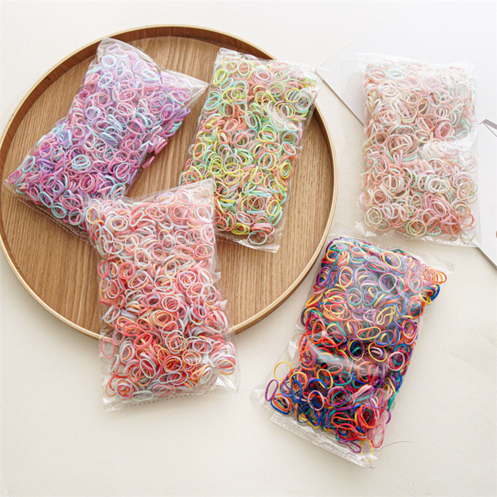1000Pcs Coloridos Bebé Niña Pelo Accesorios Cinta Elástica Pelo Goma Banda 、 "