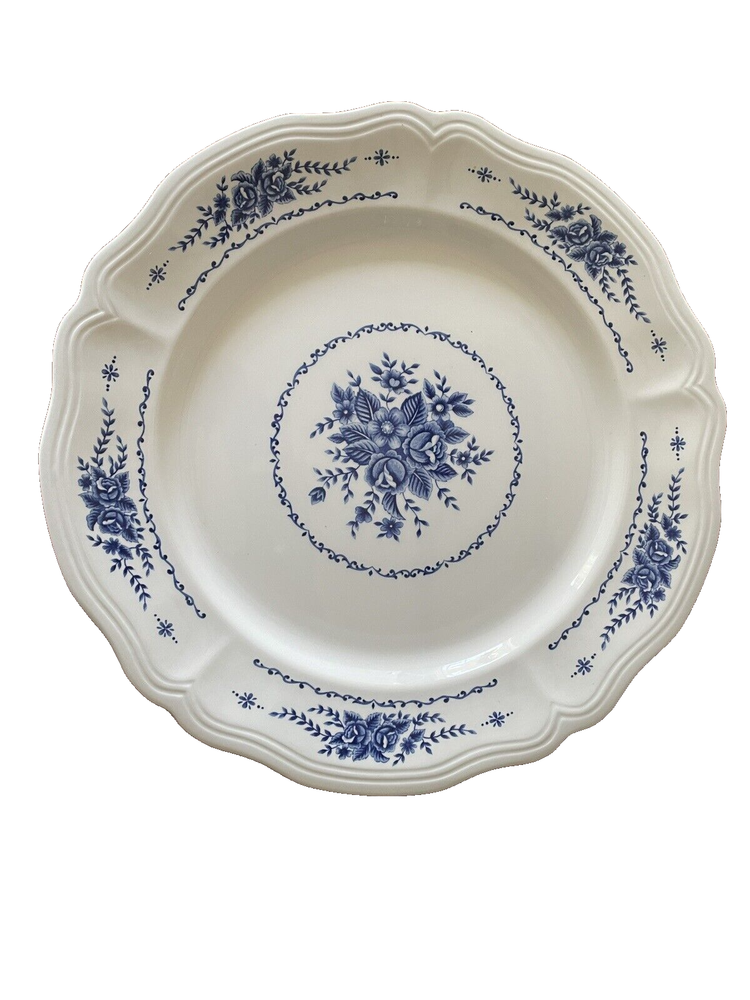 Federalist Ironstone 12-Inch Round Blue Floral Scalloped Chop Platter by Mayhill