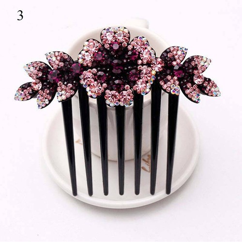 Womens Rhinestone Crystal Wedding Flower Hair Comb Clip Hairpin Bridal Jewellery - Picture 15 of 40