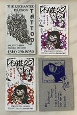 LOT OF 4 ENCHANTED DRAGON glen keely TATTOO BUSINESS CARD oakville ON