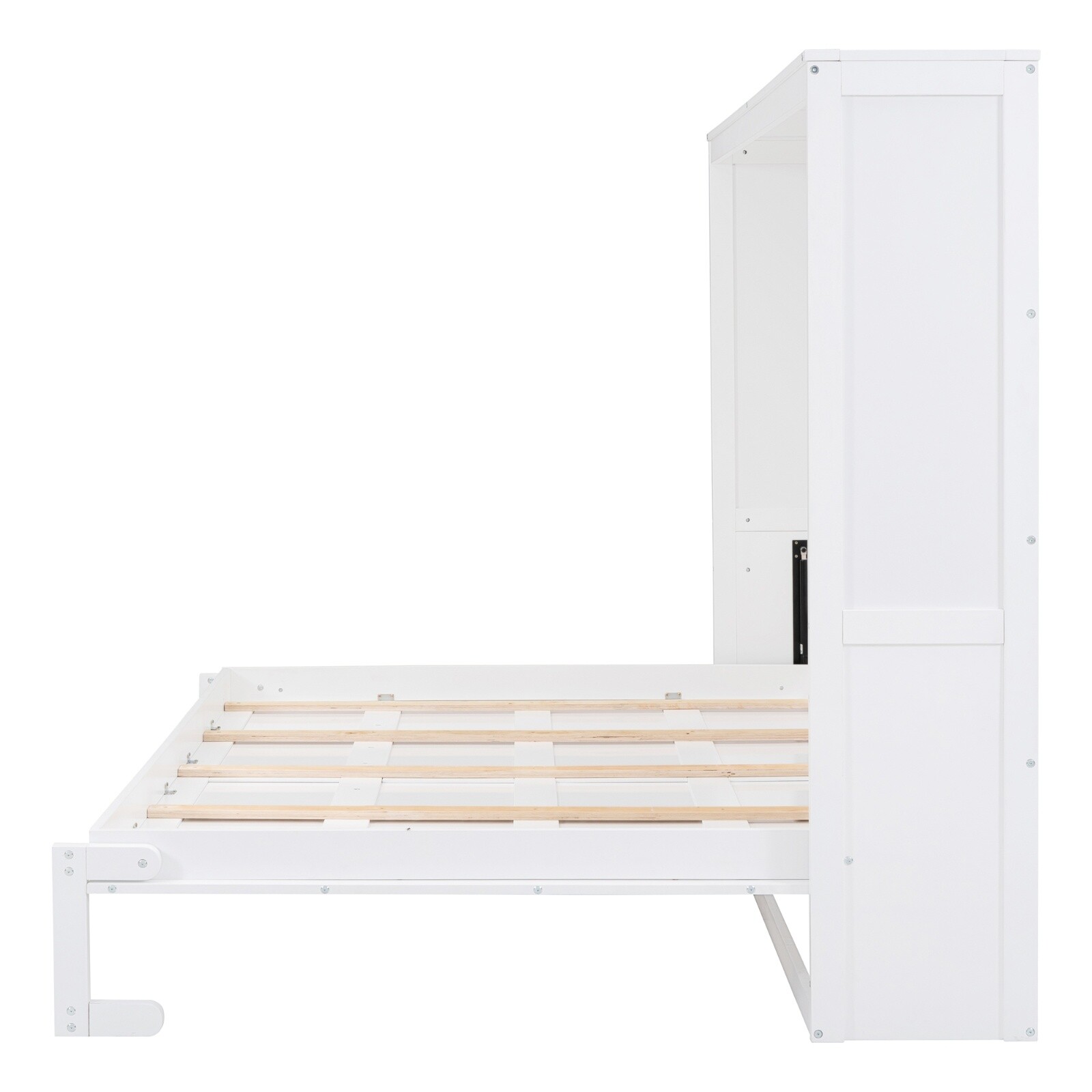 Queen Size Murphy Bed Wall Bed Wood Multi-function Bed Frame for Bedroom White