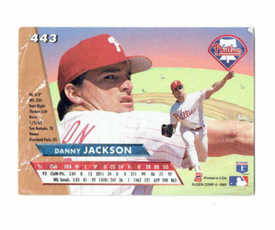 Danny Jackson Philadelphia Phillies Pitcher #443 Fleer Ultra 1993