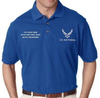 ALTUS AIR FORCE BASE-OK *POLO & SWEATSHIRT EMBROIDERED.OFFICIALLY LICENSED