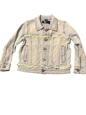 Kids Molo 4Y Distressed Light Wash Denim Jacket With Frayed Details NWT