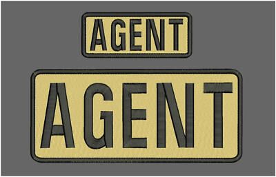 AGENT EMBROIDERY PATCH 10X4 AND 5X2 HOOK ON BACK TAN/BLACK