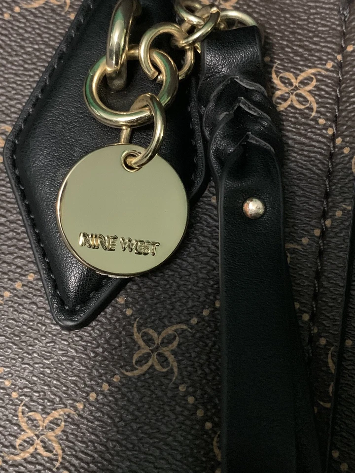 Bolso Cartera Bolso de Mano Nine West Marrón y Negro Brooklyn Jet Set Foto 3 de 4