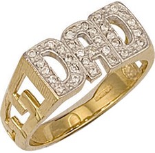 9ct Gold DAD Ring CZ ID Side Hallmarked Free gift box *** NEW SEALED ***