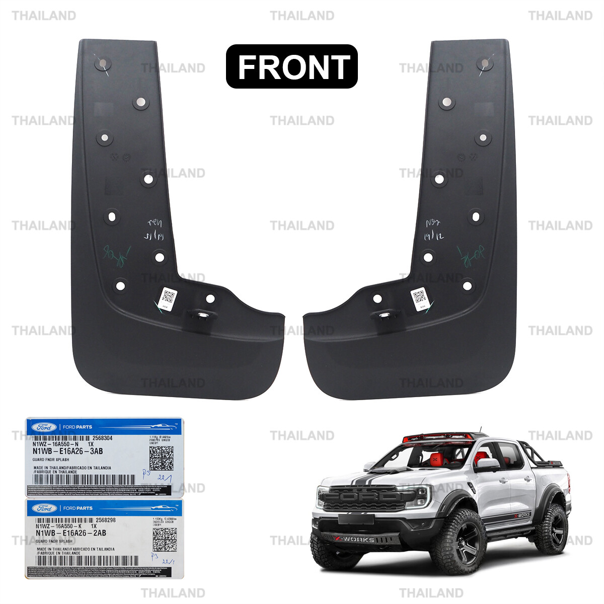 Front L+R Splash Mud Guards Flaps For Ford Ranger Raptor Next-Gen