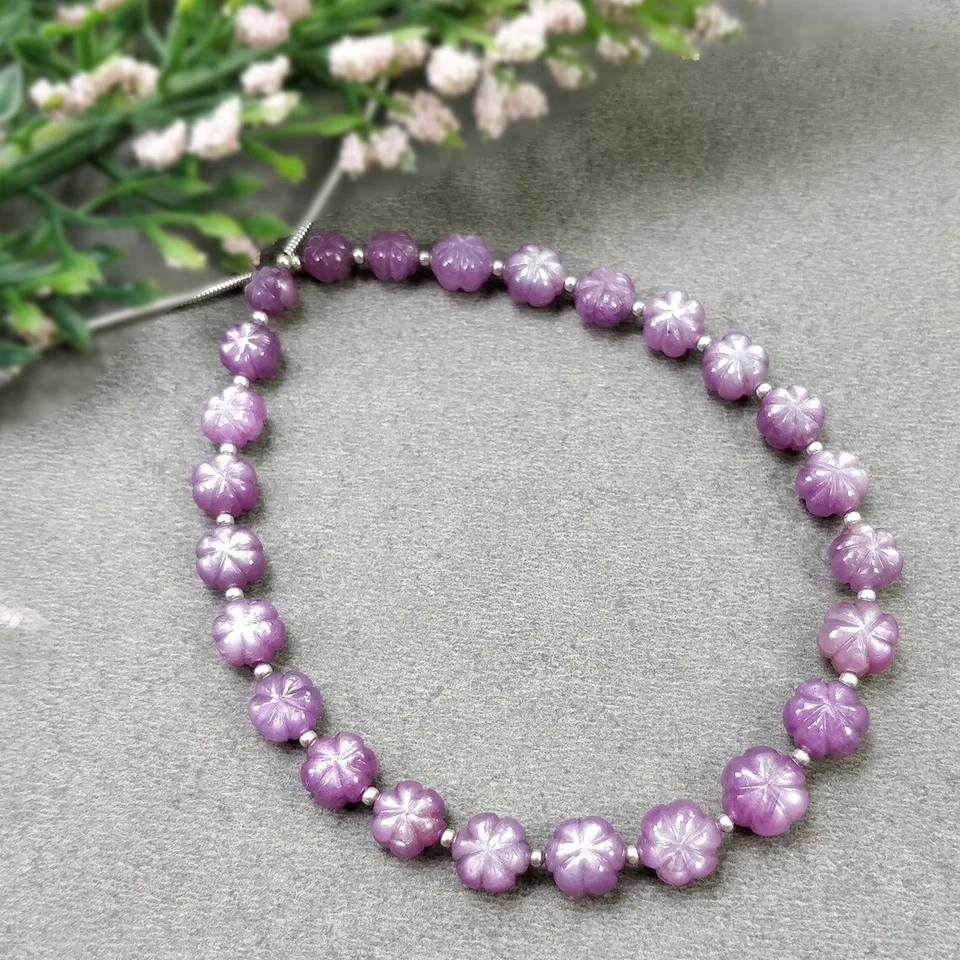 Piedras preciosas de flor de zafiro rosa de 77,50 quilates melón cuentas laterales pepitas 6 mm - 9 mm 8" Foto 3 de 4