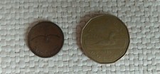 vintage CANADA LOT 2 COINs  1 CENT 1867 - 1967  &amp; 1989 DOLLAR  CANADIAN