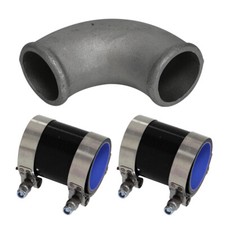 Pipe Joiner 50mm 2" Cast Aluminum 90 Degree Elbow Pipe +Silicone Hose Kit Black