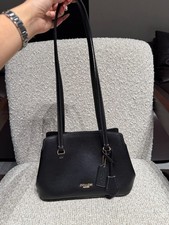 Coach Elise Black Leather Shoulder Bag Gold Hardware Women's Satchel Handbag