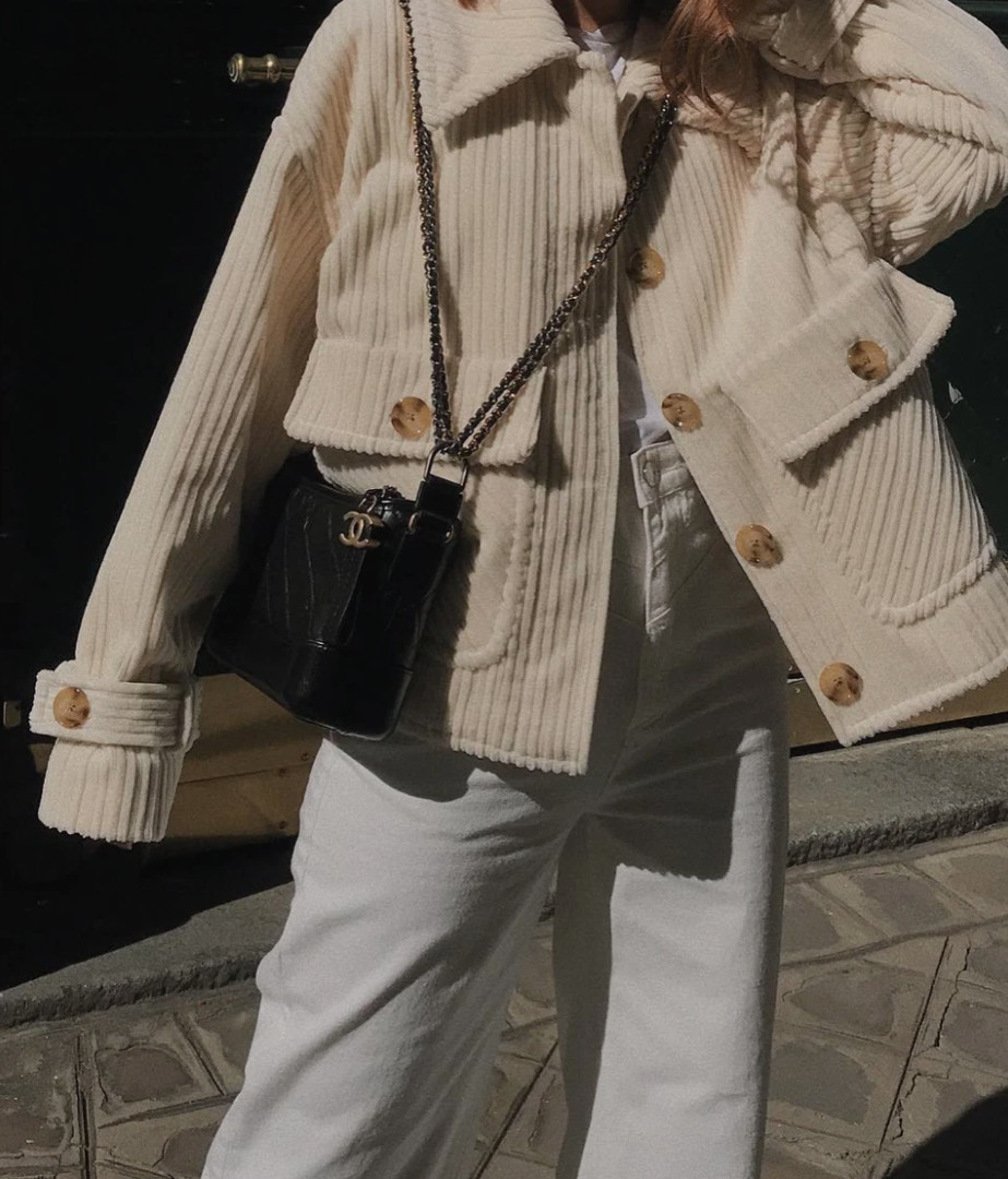 NEW MASSIMO DUTTI (ZARA GROUP) ECRU CORDUROY JACKET W/ FUR COLLAR SIZE M RARE
