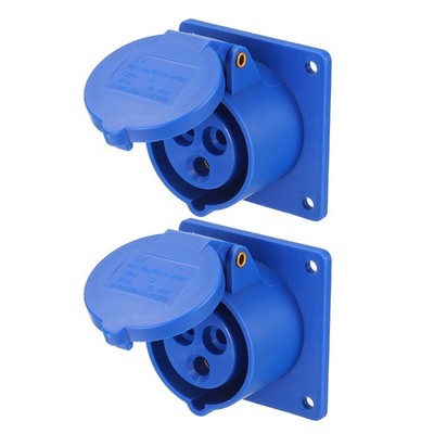 2Pcs IP44 220-240V 16A 2P+E 3 Pin CEE Flush-mounted Sockets