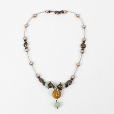 Women's Beaded Pearl Necklace Toggle Clasp 17"