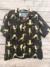 Muk Suk Originals Frog Button Shirt Mens Large Black Novelty USA Made