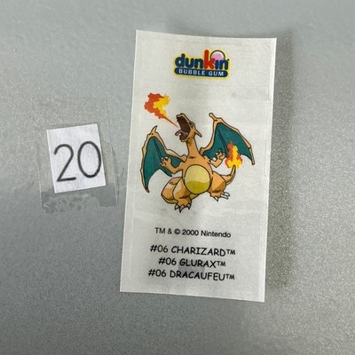 #06 Glurax Charizard Glurak Dunkin Bubble Gum 2000 Pokemon Sticker Nintendo