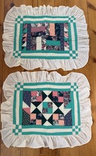 2 Pillow Shams Ruffled Patchwork Quilted Cottage Core Farmhouse Country 19x24