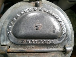 Antique  Cast Iron Tea Kettle Stove No 7  PHILAD A  LEIBANDT&M DOWELL